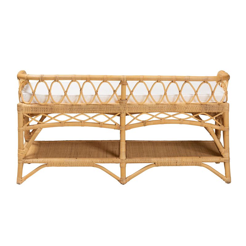 Bali & Pari Leryn Modern Bohemian Natural Brown Rattan Bench