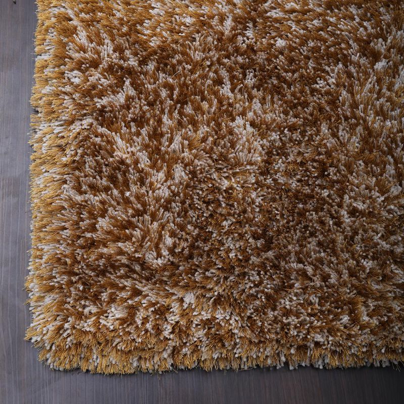 RUGSOTIC CARPETS HAND TUFTED SHAG POLYESTER ECO-FRIENDLY AREA RUGS  - 8'x10', Rectangle, Gold , Solid Plain Design, High Pile Thick Handmade Anti Skid Area Rugs for Living Room, Bed Room K00111 image number 3