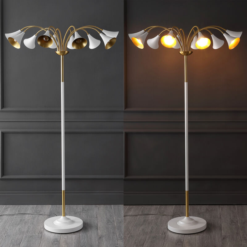 Vivian 10-Light Mid-Century Modern Iron Medusa Multi Head LED Floor Lamp