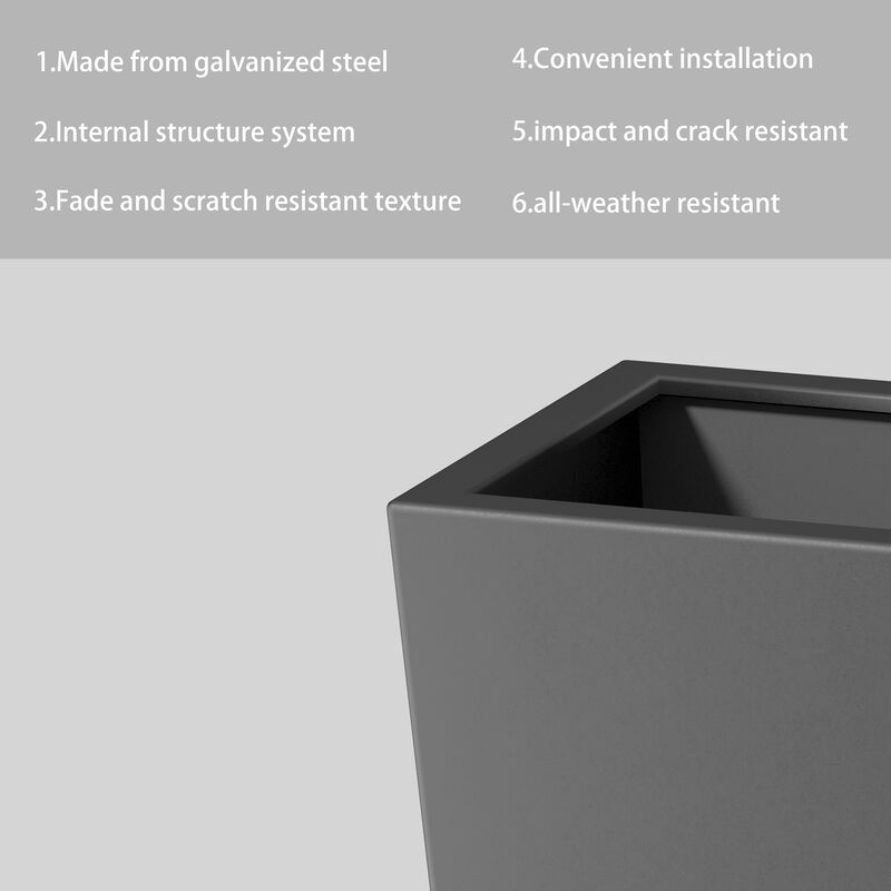 Metal Tapered Planter Garden Plant Pot with Drainage Hole and Rubber Plug