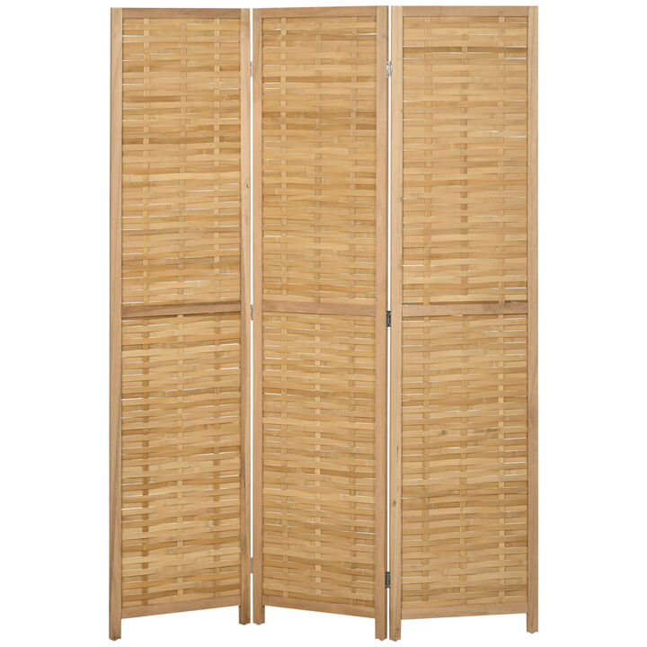 3 Panel Room Divider 5.5Ft Tall Bamboo Portable Folding Privacy Screens Natural