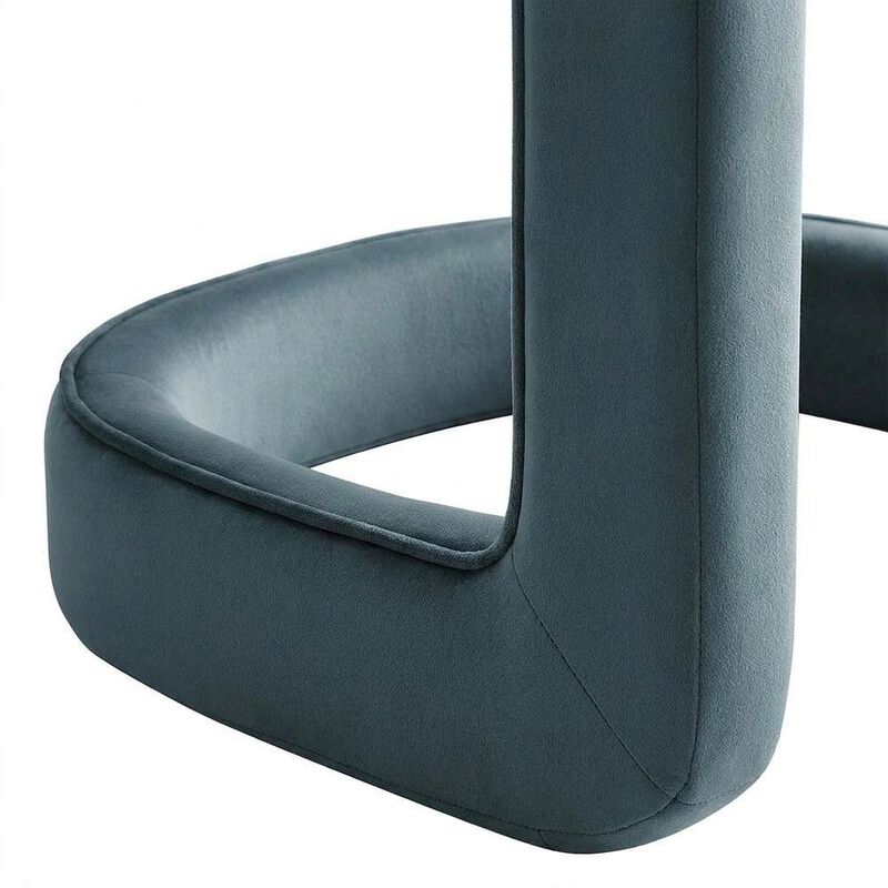 Performance Velvet Barrel Dining Chair with Arms, Cadet Blue image number 3