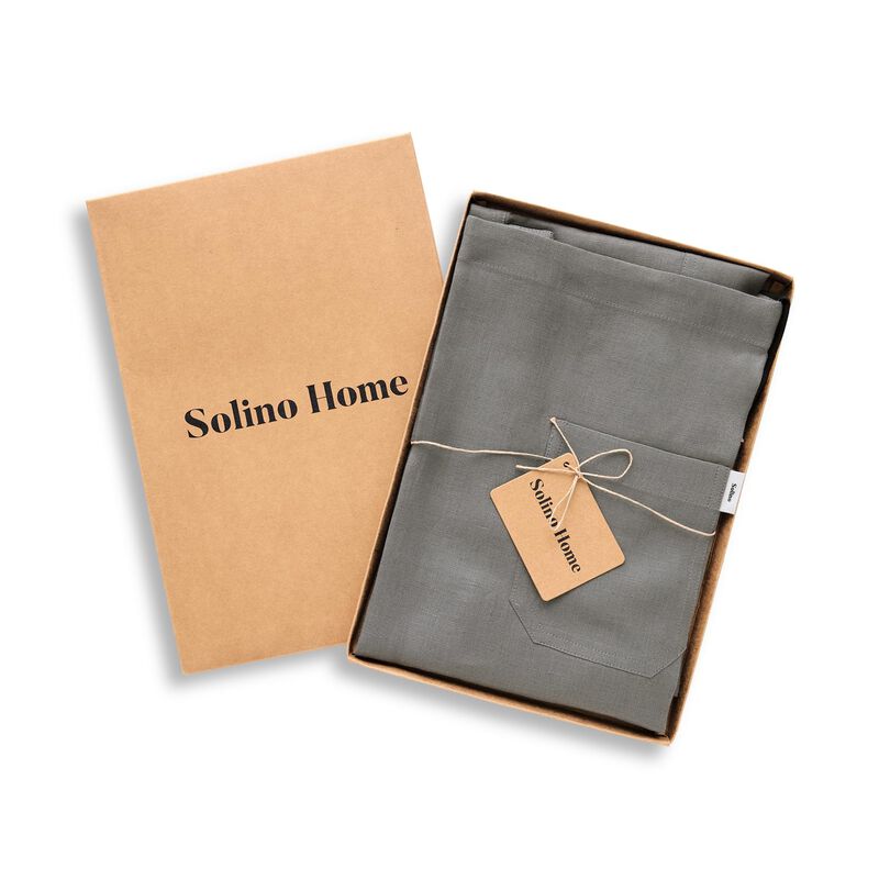 Solino Home 100% Pure Linen Apron - Linen Midi Bistro Apron image number 3