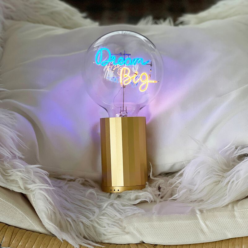 Bulb DREAM BIG Blue/ Amber with Base Table Lamp PORTABLE Rose Gold image number 1