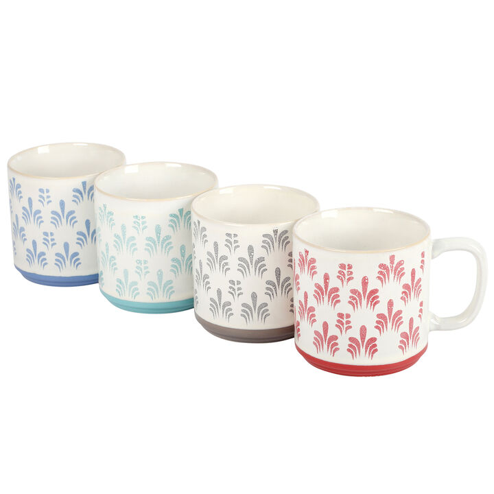 Gibson Home Morning Mist 4 Piece 18 Ounce Stoneware Mug Set in Assorted Colors