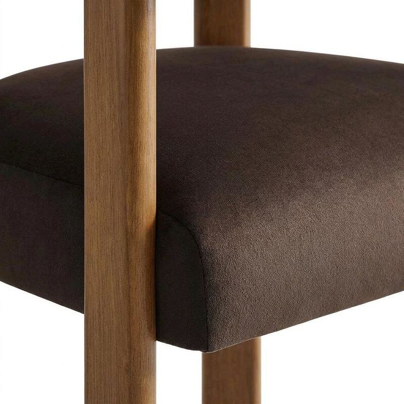 Performance Velvet Barrel Dining Chairs, Chocolate Brown Deep Brown, Set of 2 image number 3