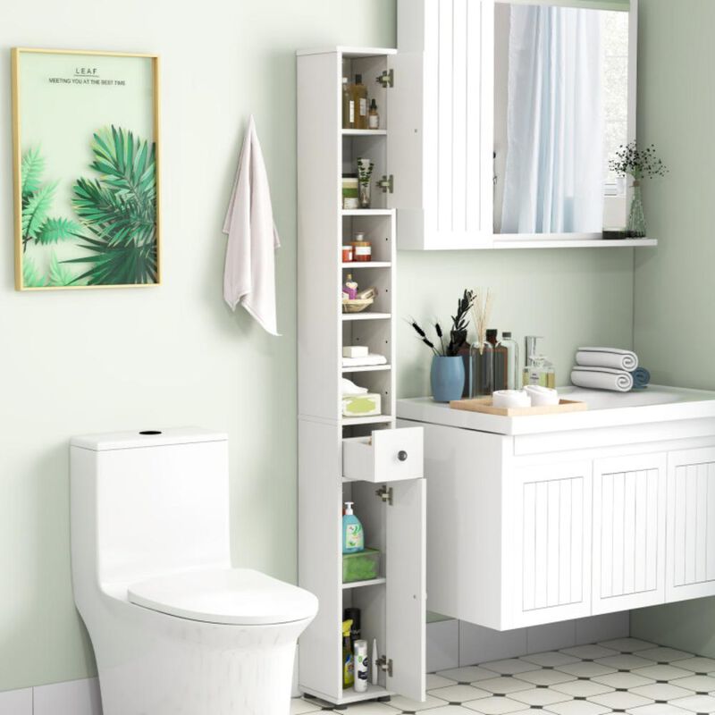 Hivvago Freestanding Slim Bathroom Cabinet with Drawer and Adjustable Shelves