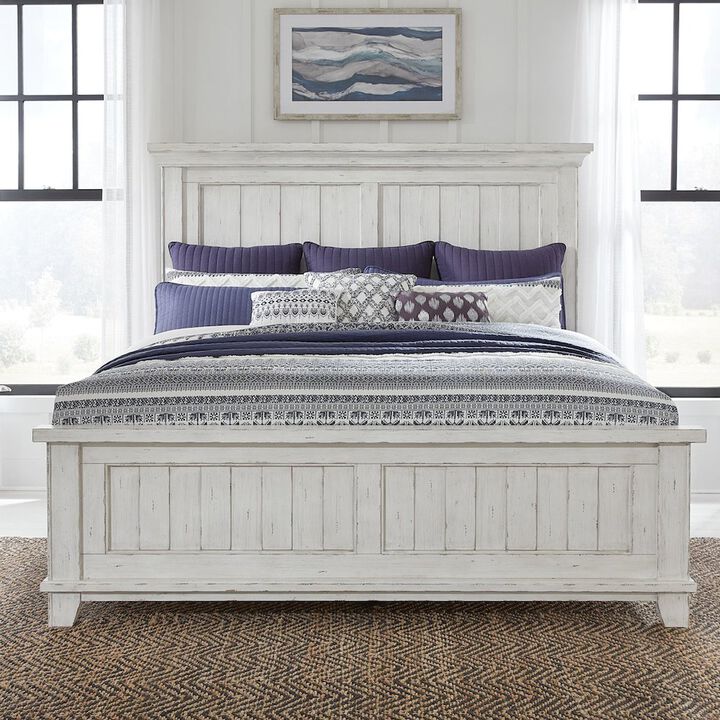 Liberty Furniture River Place Queen Panel Bed in Pine Solids & Veneers