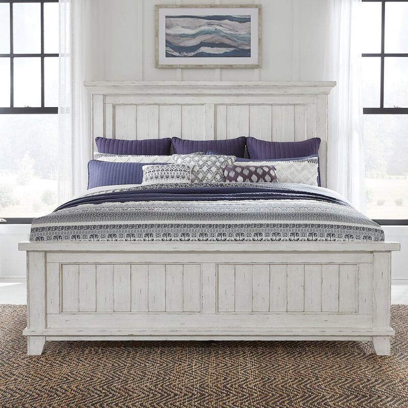 Liberty Furniture River Place Queen Panel Bed in Pine Solids & Veneers image number 1