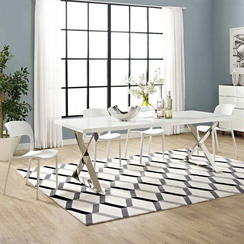 Modway - Sector Dining Table White Silver