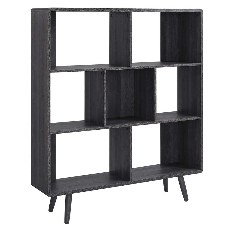 Modway EEI-2529-CHA Transmit 7 Shelf Wood Grain Bookcase, Charcoal image number 0