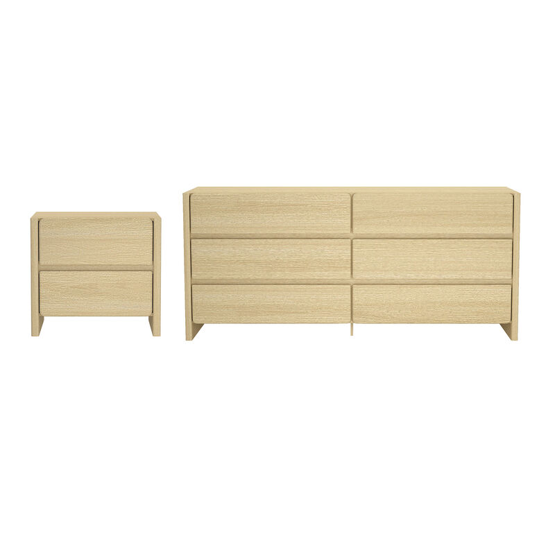 Linda Neutral 2-Piece Double Wide Dresser and Nightstand
