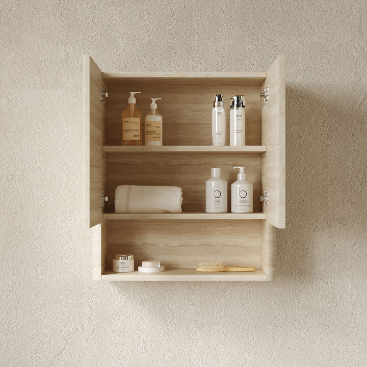 ELEMENT ACE Wall-Mounted Bathroom Storage Cabinet with Doors and Open Shelf - Over The Toilet Organization Solution