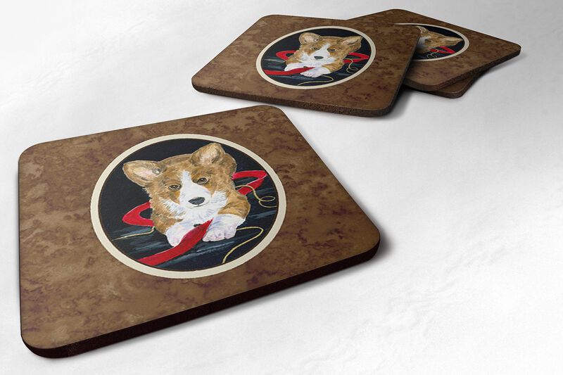 Caroline's Treasures SS8570FC Corgi Foam Coasters (Set of 4), 3.5 H x 3.5 W, Multicolor
