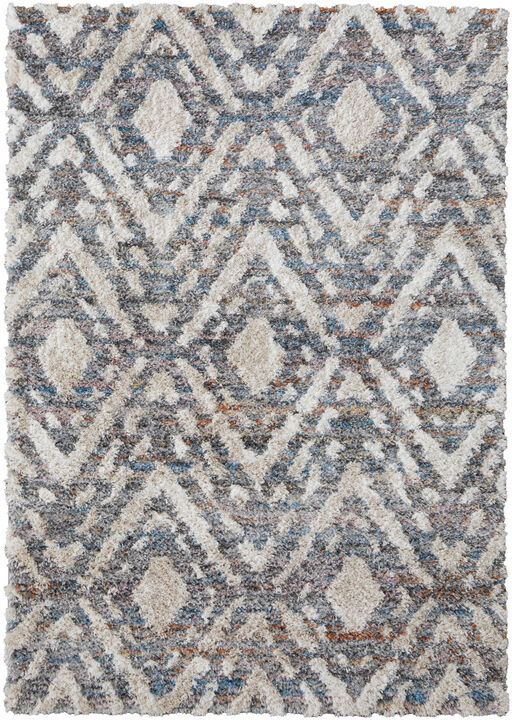 4 X 6 Ivory gray And Taupe geometric Power Loom Stain Resistant Area Rug