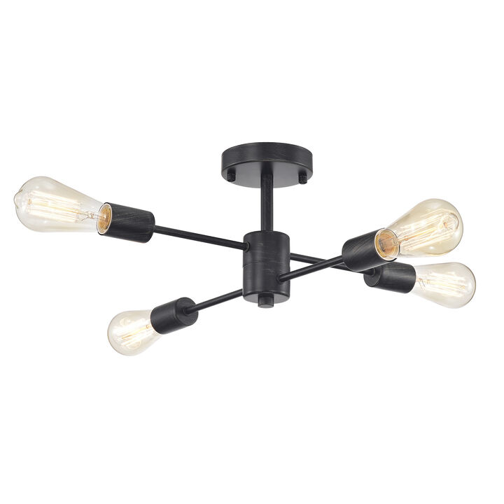 Luisa 4-light Sputnik Antique Black Finish Flush Mount