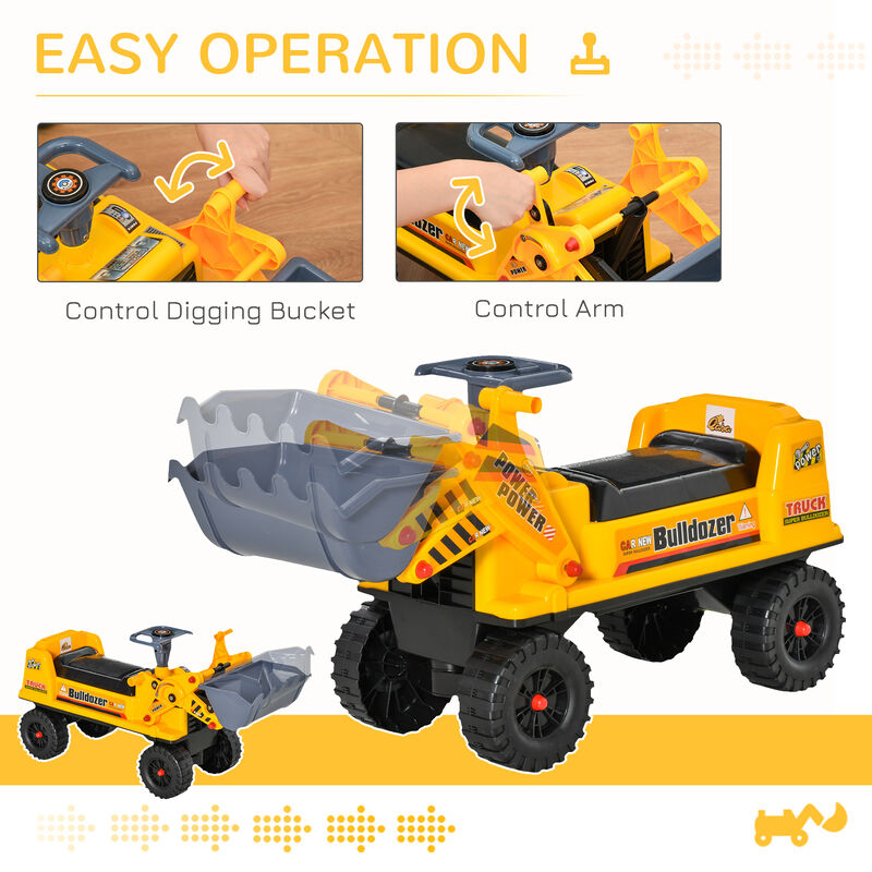 BreeBe Kids Bulldozer Ride-On Toy for Toddler with Tough Wheels, Outdoor Construction Toy with Controllable Digging Bucket image number 4