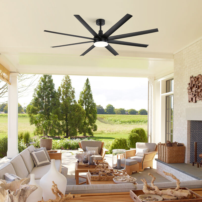 Breezary 72 Inch Black Morden LED Ceiling Fan with Light Remote(8-Blade) image number 6