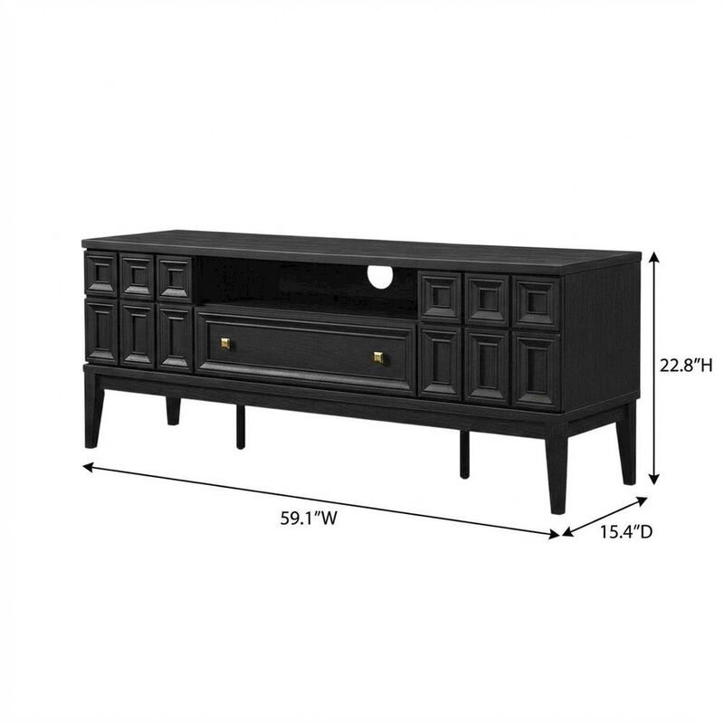 Black TV Stand with Engineered Wood Construction for Living Room Storage image number 2