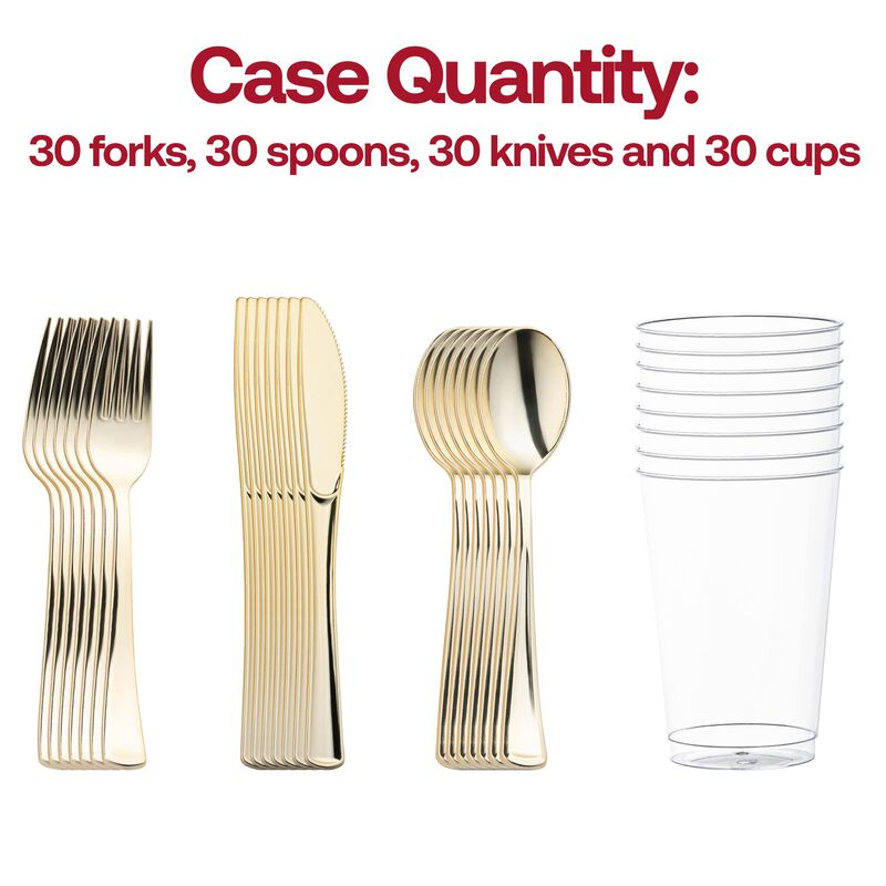 Gold Plastic Cutlery and Cup Set (120 Sets) image number 3