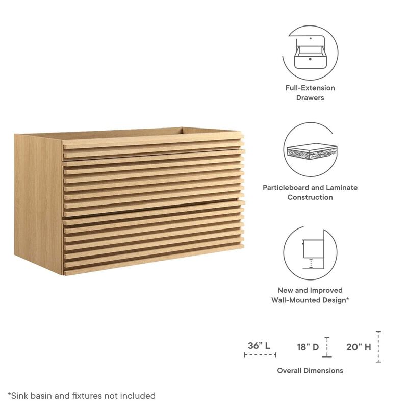 Render 36" Wall-Mount Bathroom Vanity Cabinet image number 7