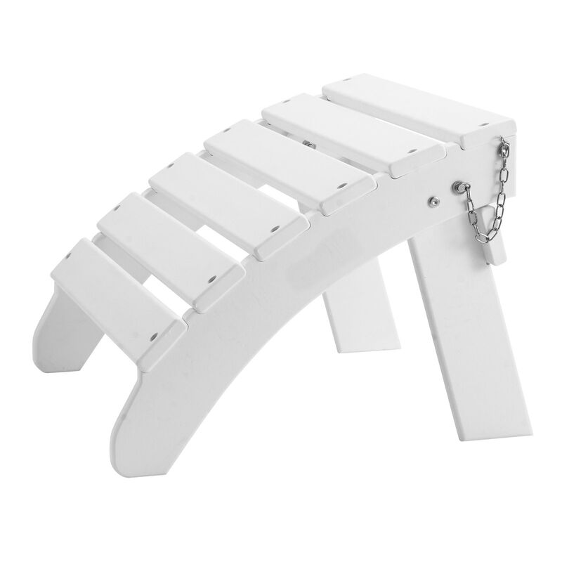 Outdoor Adirondack Ottoman, HDPE Plastic Foot Rest for Porch, Pool & Backyard - White image number 9