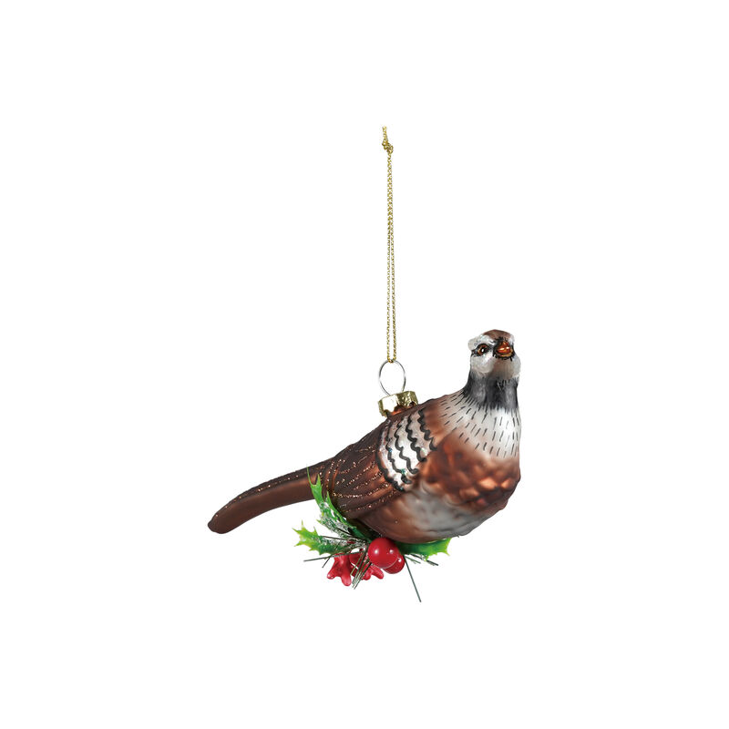 Botanical Glass Pheasant Ornament with Glitter Detailing image number 0