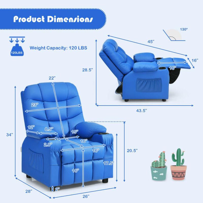 Hivvago Kids Recliner Chair with Cup Holder and Footrest for Children