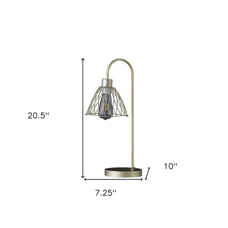 Hivvago 21" Gold Bedside Table Lamp With Gold Cage Shade