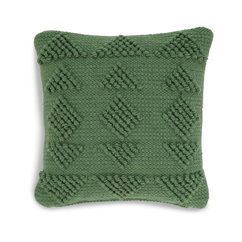 Dco Throw Pillow Set of 4, Indoor Outdoor, Woven Geometric Design, Green - Benzara
