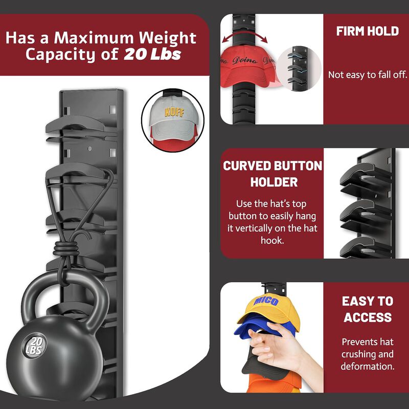 2 Pack Baseball Hat Organizer Hold up to 20 Caps image number 5