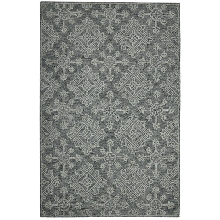HomeRoots Wool Oriental Hand Hooked Area Rug