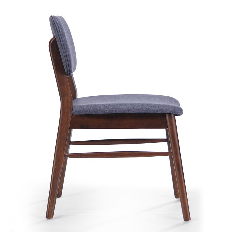 Cota Side Chair Set of 2, Dark Gray Padded Back and Seat, Rich Brown image number 3