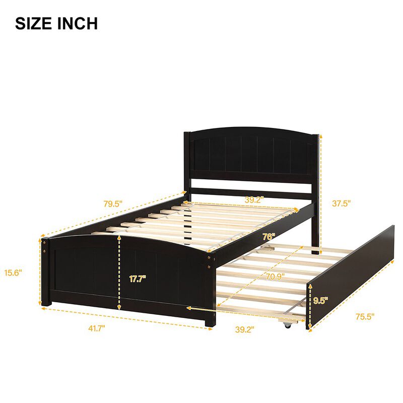 Solid Wood Trundle Bed &ndash; Perfect for Guests or Kids&rsquo; Rooms image number 4