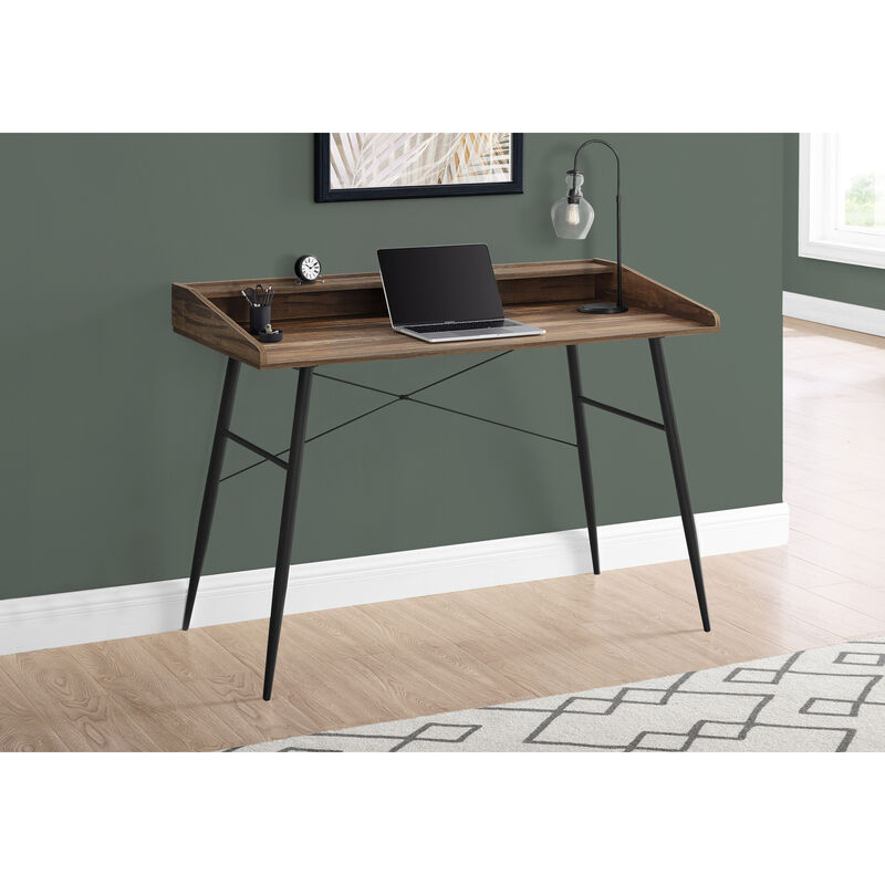 Monarch Specialties I 7538 Computer Desk, Home Office, Laptop, Storage Shelves, 48"L, Work, Metal, Laminate, Brown, Black, Contemporary, Modern