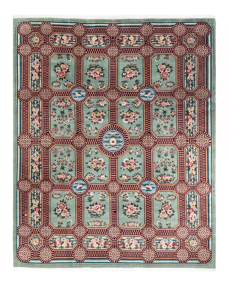 Mogul, One-of-a-Kind Handmade Area Rug  - Green, 9' 3" x 11' 6" image number 1