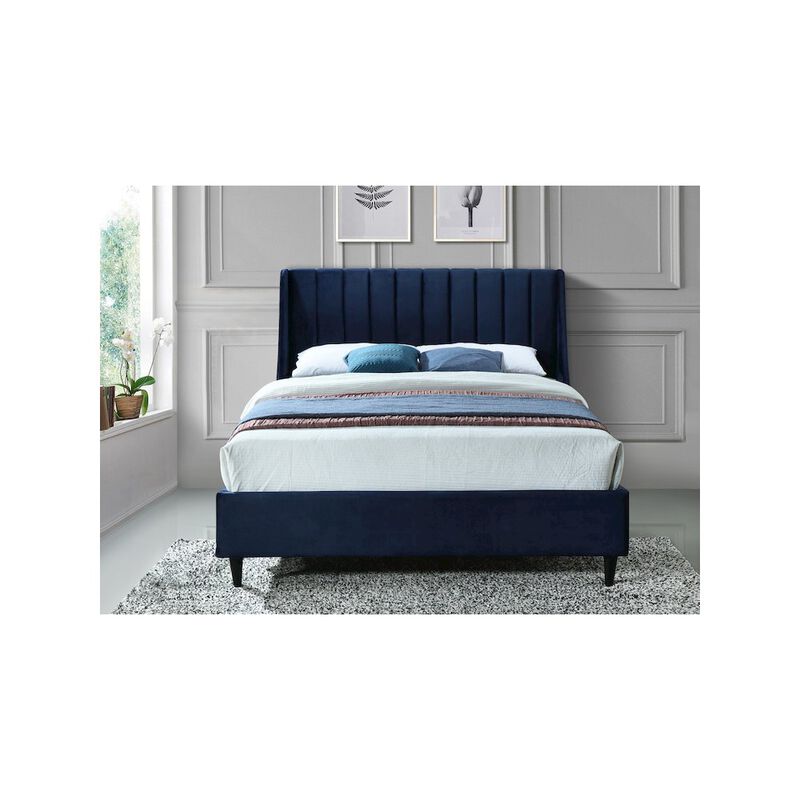 Meridian Furniture Eva Navy Velvet Queen Bed