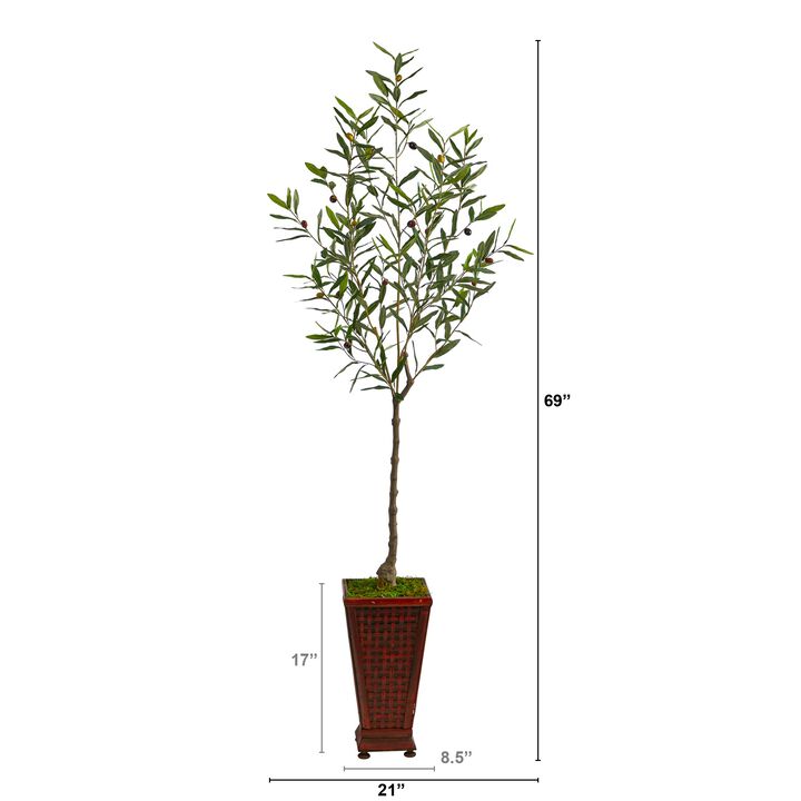 HomPlanti 69 Inches Olive Artificial Tree in Decorative Planter
