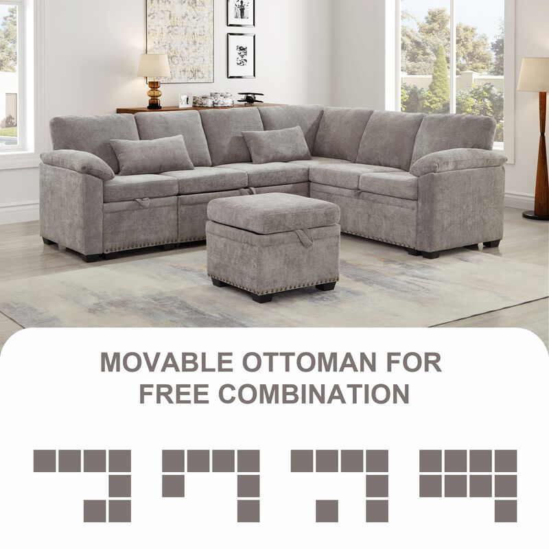 Jibvar L-Shaped Sectional Sofa Bed image number 7