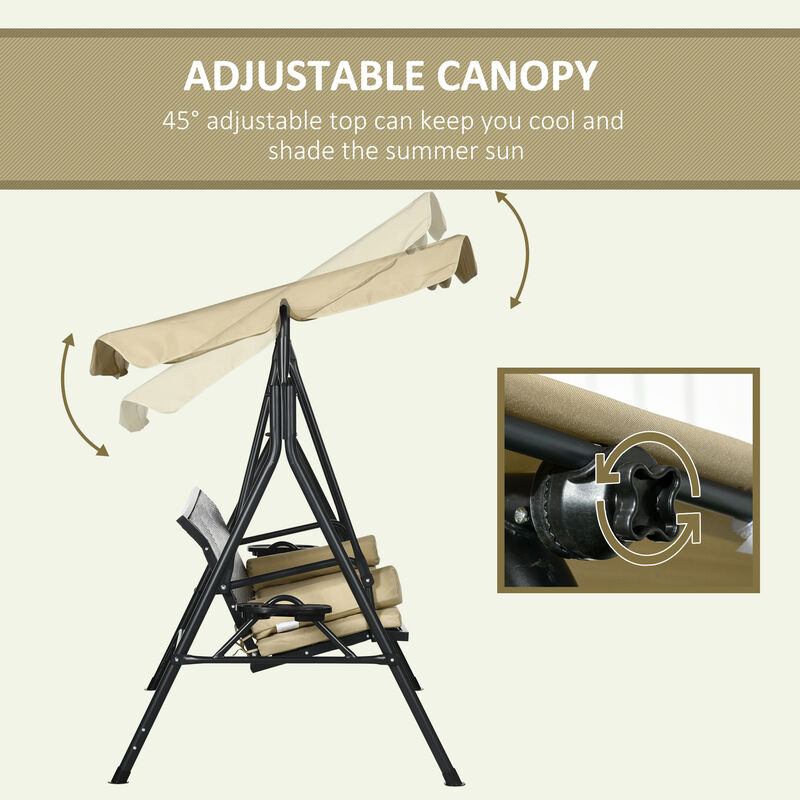Hivvago 3-Seat Patio Swing with Adjustable Canopy image number 4