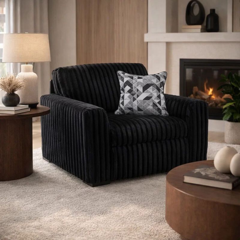 Addy Oversized Sofa Armchair, 1 Accent Pillow, Onyx Black Corduroy image number 1