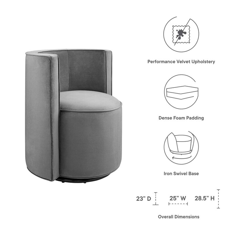 Della Performance Velvet Fabric Swivel Chair image number 7