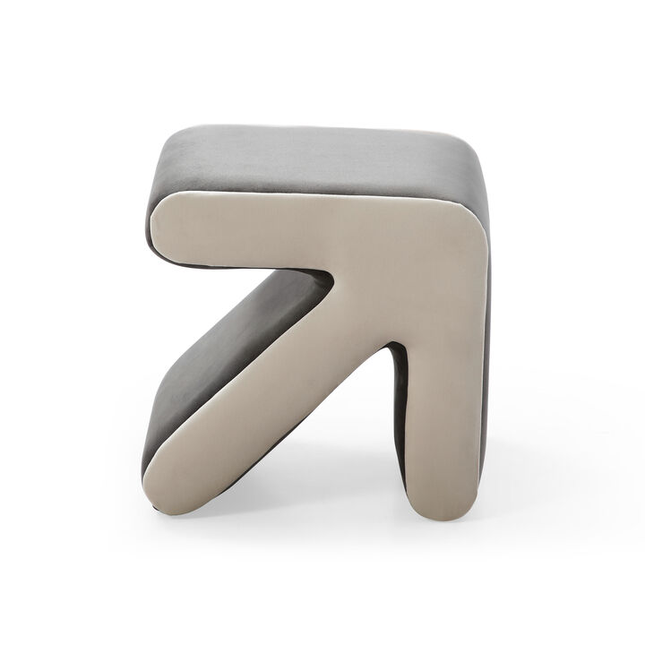 Streamdale Grey+Beige Multifunctional Velvet Stool Ottoman