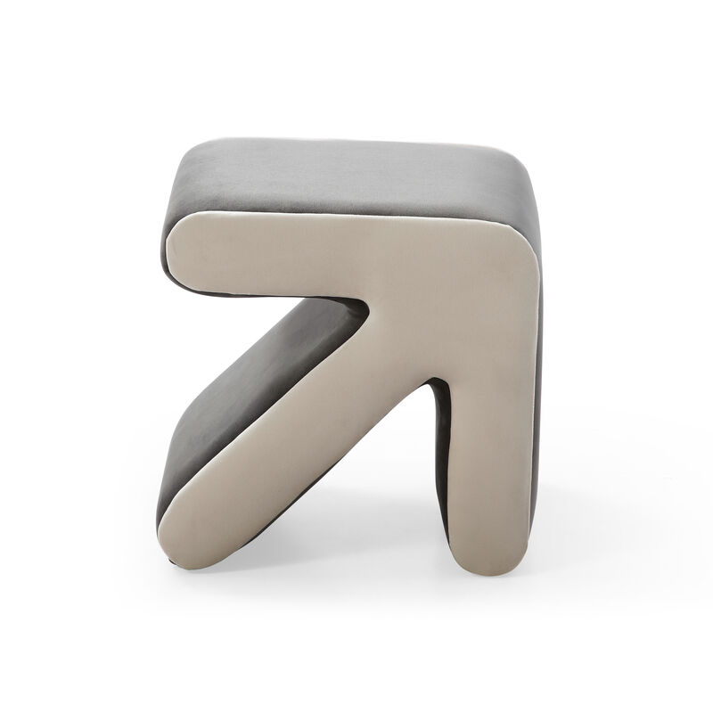 Streamdale Grey+Beige Multifunctional Velvet Stool Ottoman