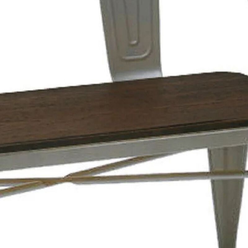 Gina 40 Inch Bench, Smooth Wood Seating, Strong Metal Frame, Natural Gray - Benzara