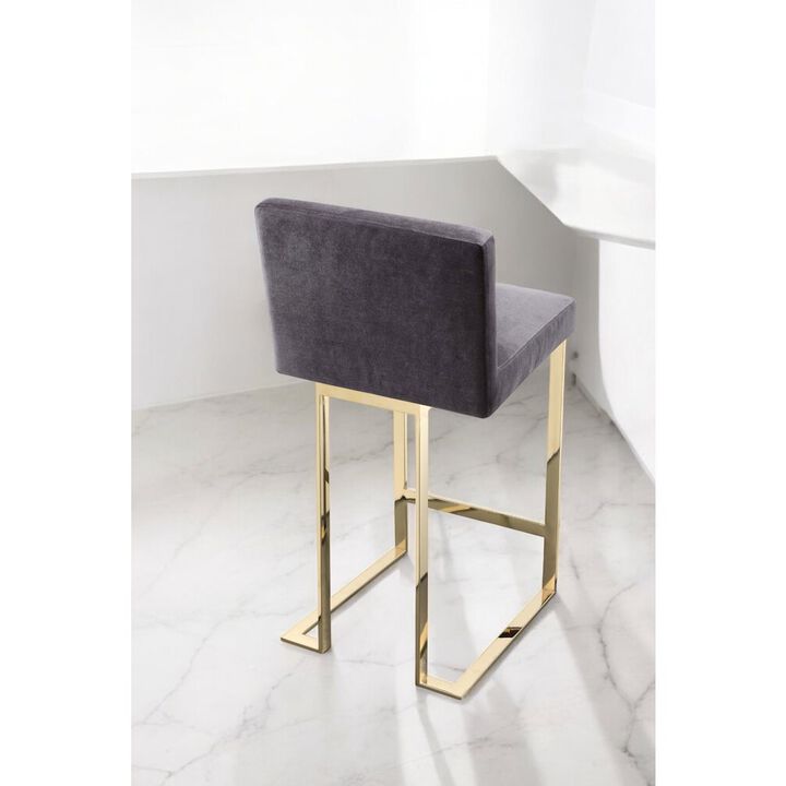 Pangea Home Dexter Counter Stool Velvet Gray