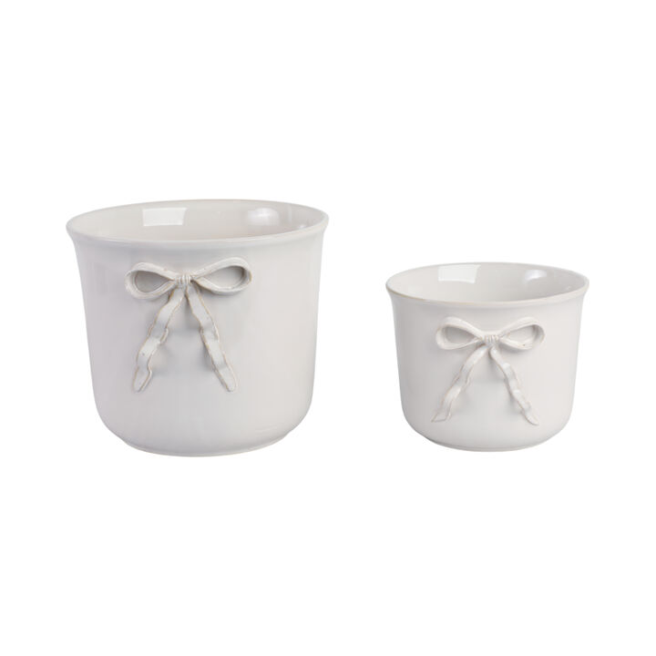 Pretty Bow Planters, White