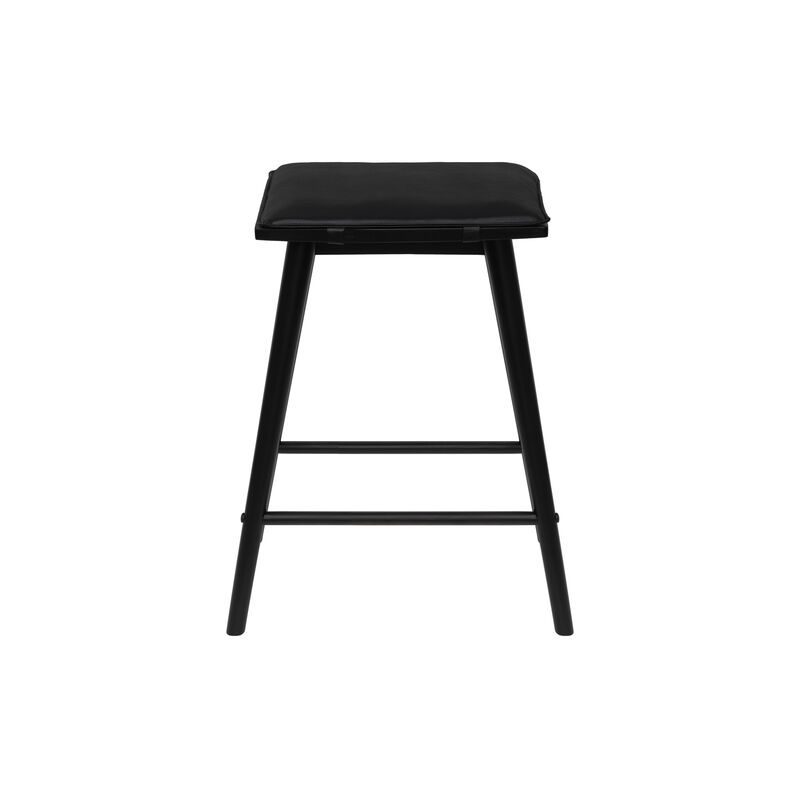 Peroni MidCentury Classic Saddle-Seat Solid Wood/Vegan Leather Backless Bar Stool with Removeable Cushion