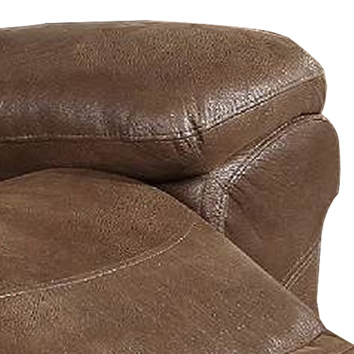 Betty 41 Inch Power Recliner Chair, Pull Tab Mechanism, Brown Leather -Benzara