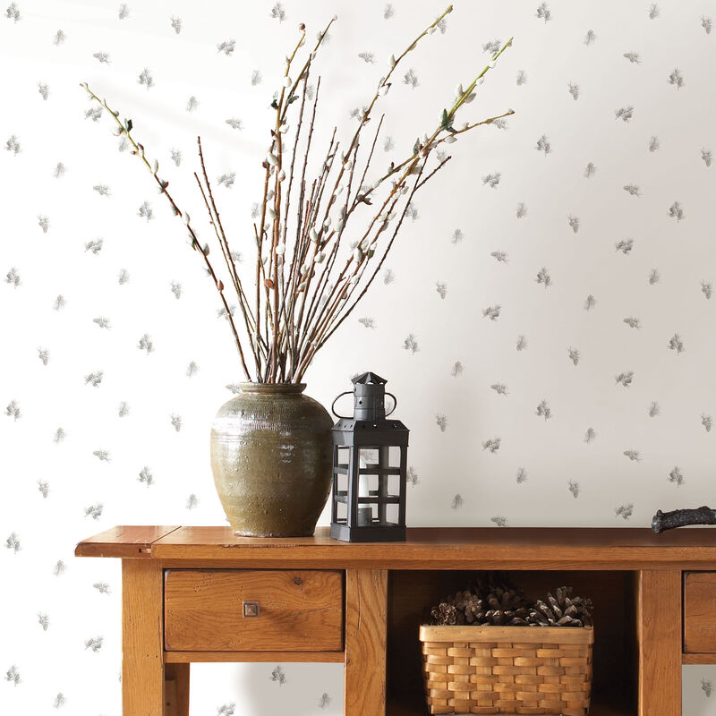 Pinecone Toss Light Grey Conifer Wallpaper image number 1
